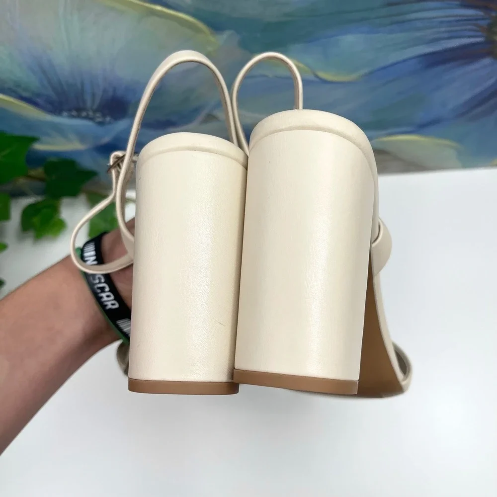 New JEFFREY CAMPBELL GO-THERE‎ BLOCK HEEL SANDAL in Ivory Size 9